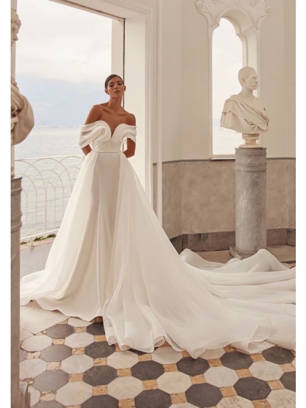 Draped Crepe Wedding Dress