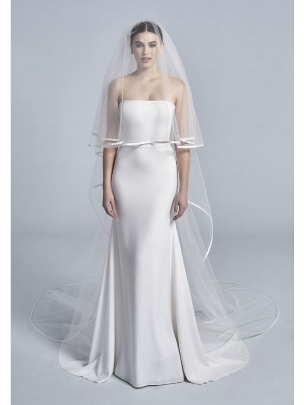 Satin Trim Wedding Veil