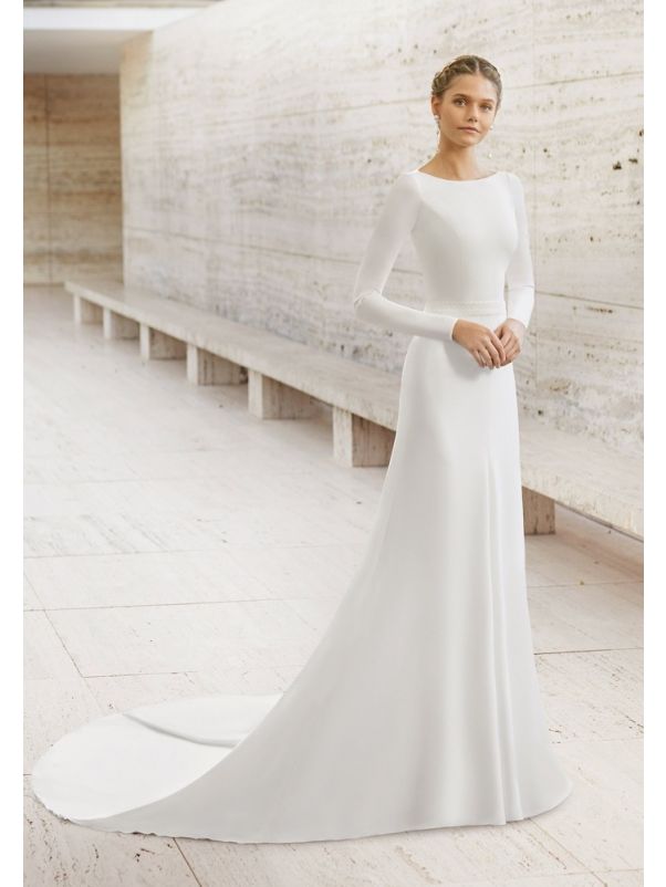 Backless Crepe Wedding Dress