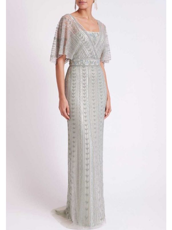 Beaded Backless Evening Gown