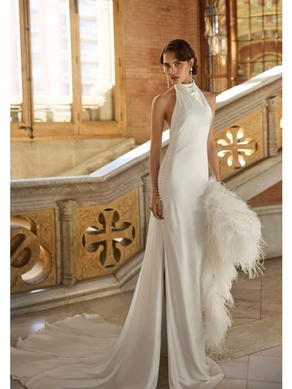 Backless Satin Wedding Dress