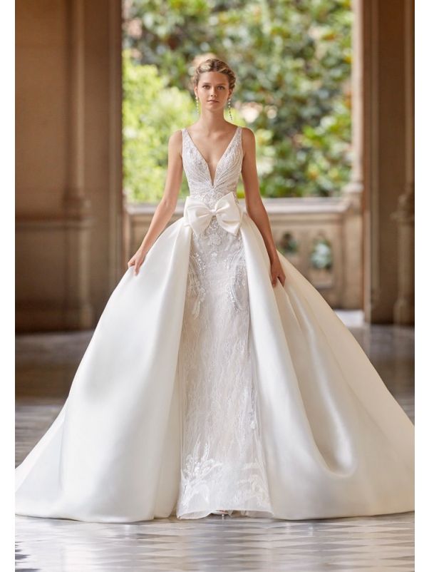 Beaded Illusion Back Wedding Dress