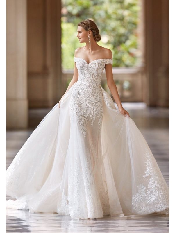 Embroidered Off-Shoulder Wedding Dress
