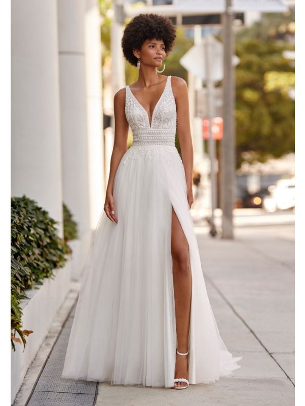 Embroidered Backless Wedding Dress