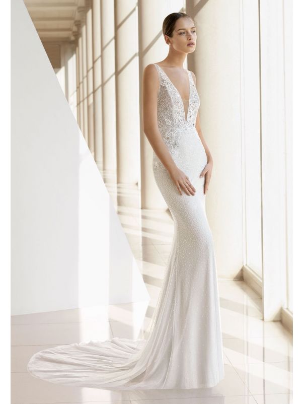 Fully Beaded Wedding Dress With Plunging Back
