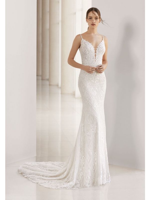 Beaded Wedding Dress With Plunging Back