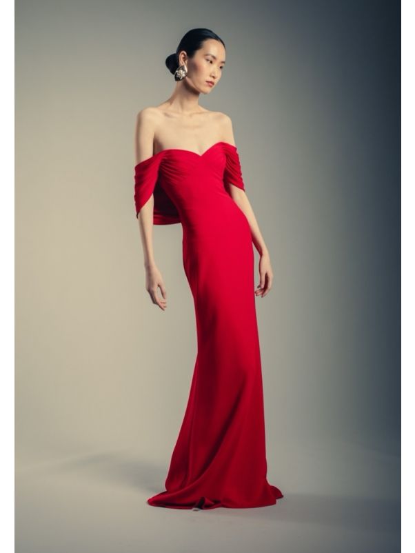 Pleated Crepe Gown