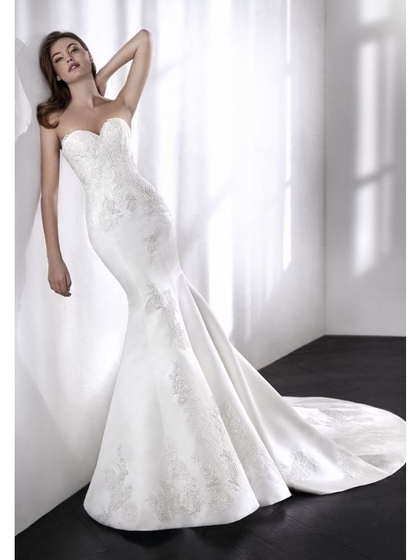 Embroidered Satin Wedding Dress