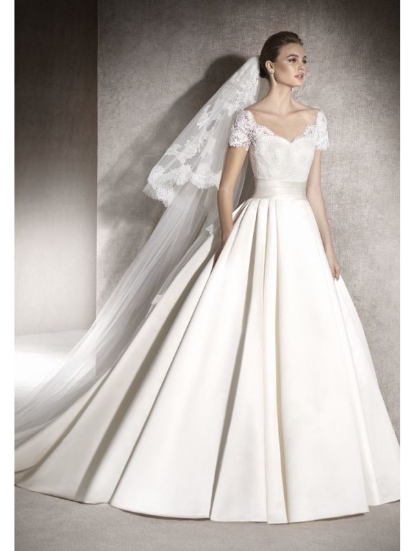 Embroidered Satin Ball Gown