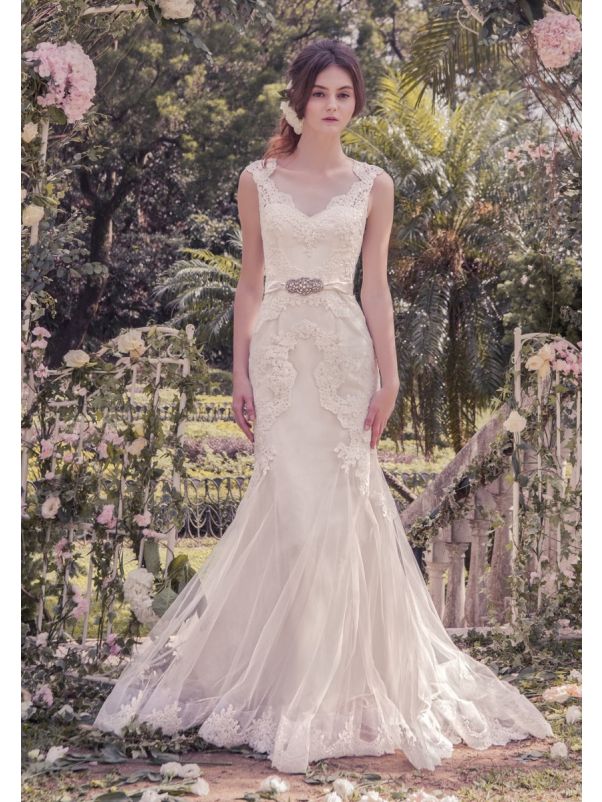 Embroidered Tulle Wedding Dress