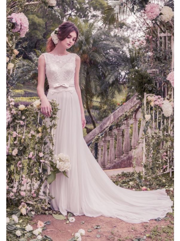 Chiffon Wedding Dress With Low Back