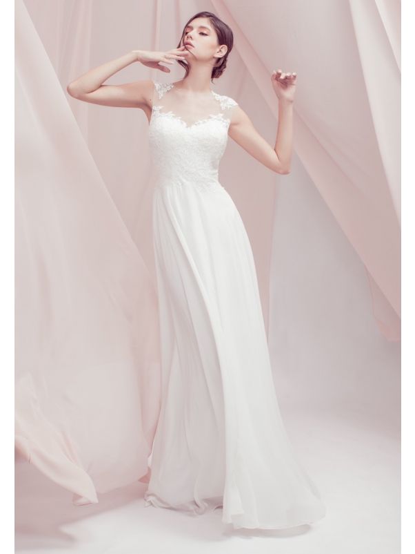 Embroidered Chiffon Wedding Dress