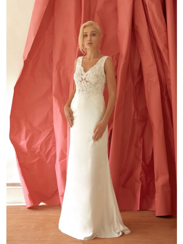Beaded Mermaid Crepe Wedding Dress