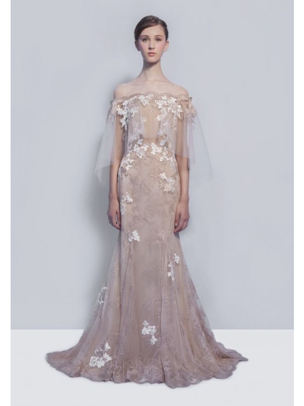 Embroidered Floral Lace Gown