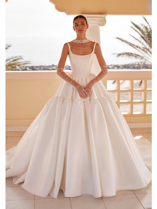 Draped Mikado Princess Wedding Dress