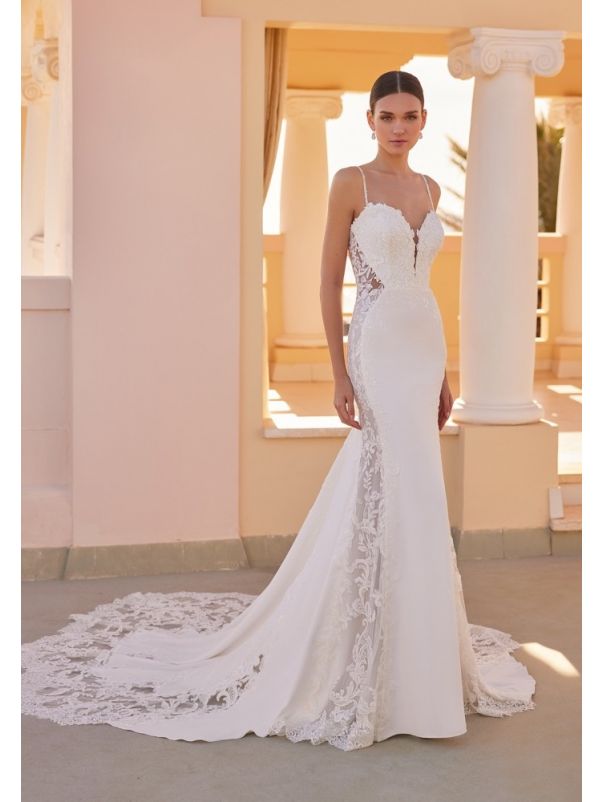 Spaghetti Strap Crepe Wedding Dress