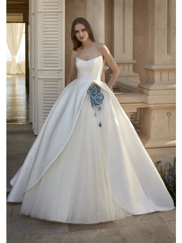 Rose-Detail Mikado Wedding Dress