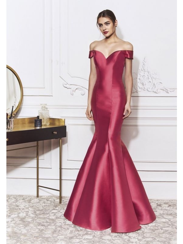 Feminine Red Mikado Mermaid Evening Dress