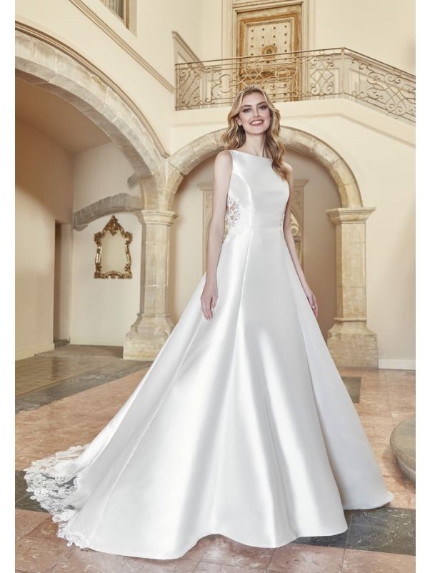 Mikado Wedding Dress With Sheer Back