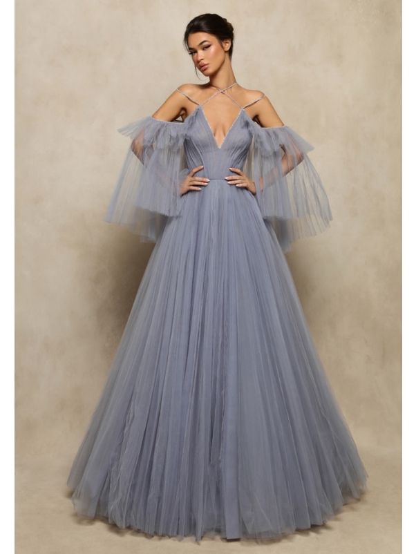 Beaded Tulle Evening Gown