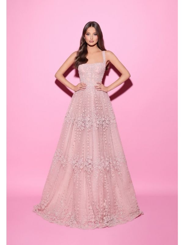 Embellished Floral Evening Gown