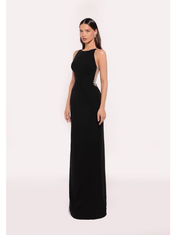 Illusion Back Crepe Gown
