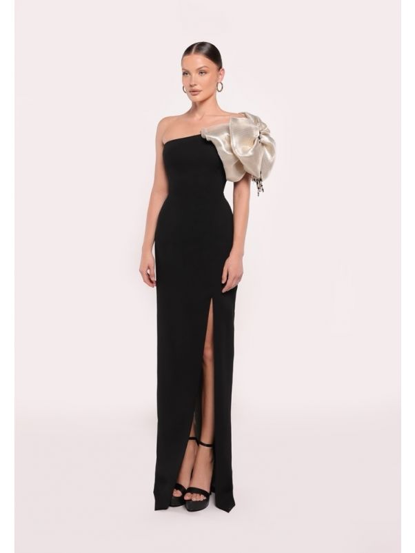 Bow-Shoulder Crepe Dress