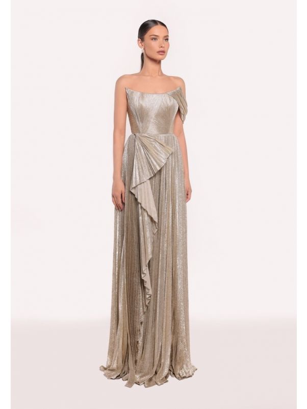 Draped Metallic Gown