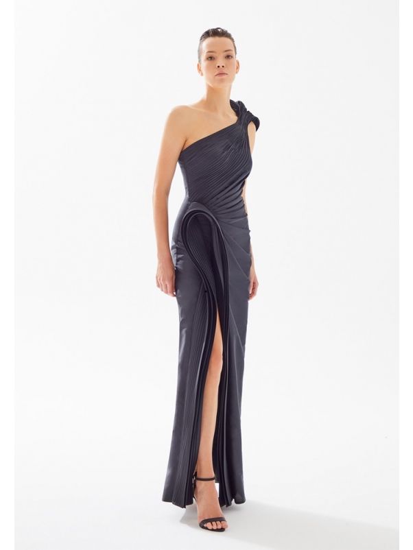 Draped Slit Gown