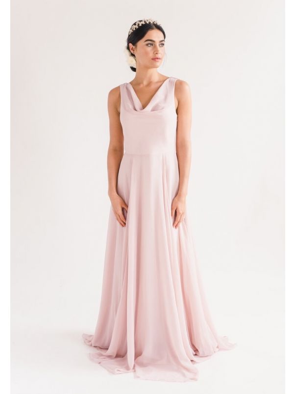 Chiffon Bridesmaids Dress With Open Back