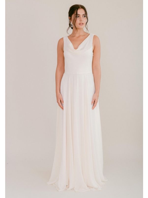 Chiffon Wedding Dress With Draped Back