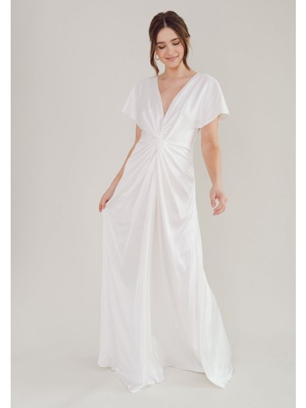 Draped Soft Satin Wedding Dress