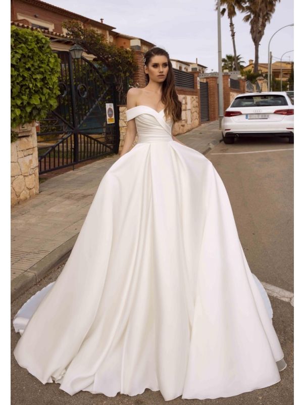 Draped Satin Wedding Dress