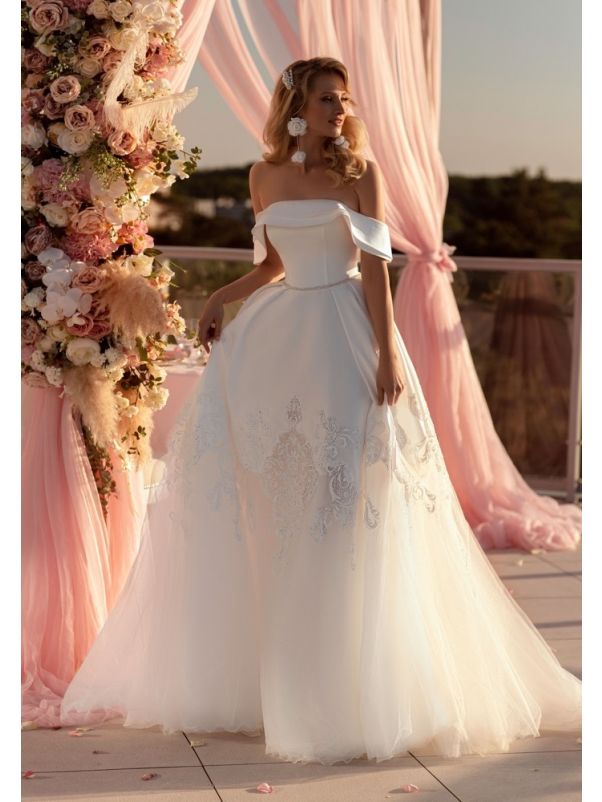 Embroidered Satin Wedding Dress