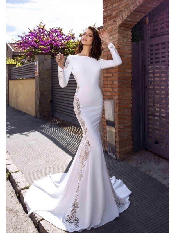 Backless Crepe Wedding Dress
