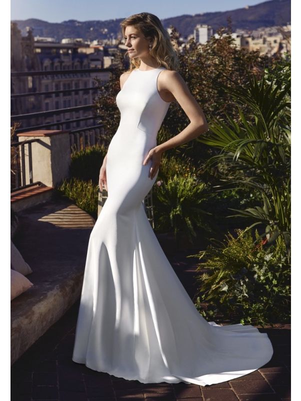 Backless Satin Wedding Dress