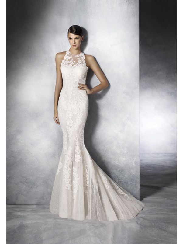 Embroidered Wedding Dress With Keyhole Back
